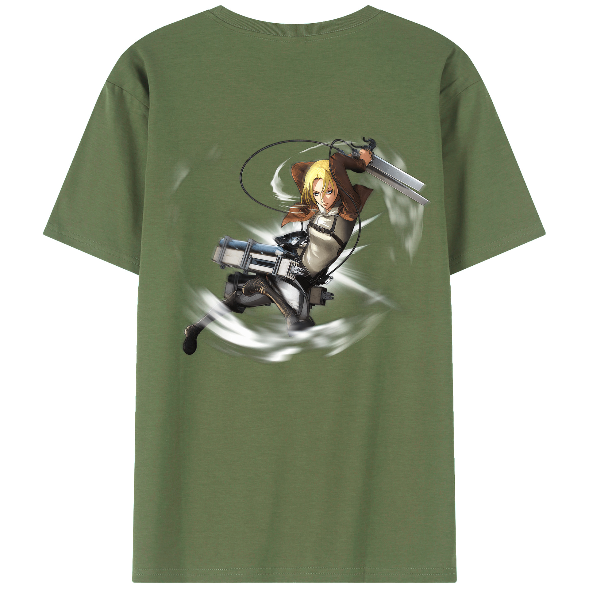 （画像用） 進撃の巨人 アニ・レオンハート Attack on Titan Annie Leonhart 綿100％ メンズ半袖Tシャツ（バックプリント） 通気性